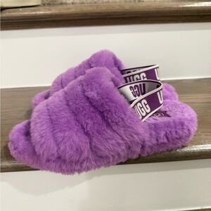 UGG Violet Plush Slide with Branded Strap